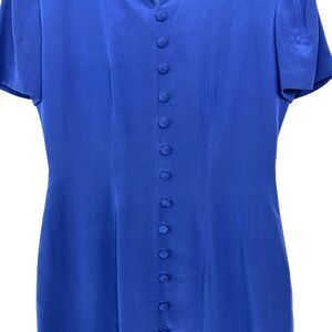 Nancy Crystal Vintage Blue purple silk Sheath dress Size 6